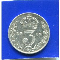 Великобритания 3 пенса 1919 , серебро