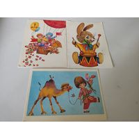 3 открытки художника Л.Маниловой 1985-1989гг.