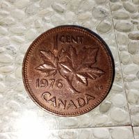 1 цент 1976 года Канада. Очень красивая монета! Шикарная родная патина!