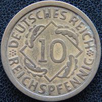 YS: Германия, 10 рейхспфеннигов 1925A, KM# 40 (1)