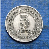 Малайя Британская колония 5 центов 1948