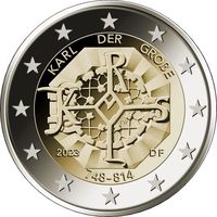 2 евро 2023 Германия D 1275 лет со дня рождения Карла Великого  UNC из ролла