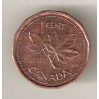 Канада 1 цент 1992 125 лет Конфедерации Канада