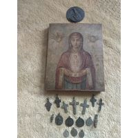 Коллекция старинных крестиков и Икона