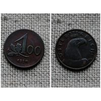 Австрия 100 крон 1924 Орёл/Va