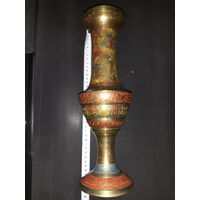КРАСАВИЦА большая ваза Индия 36см цветная  роспись ,эмаль. ВИНТАЖ  50 ГОДЫ