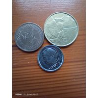 Бельгия 5 франков 1987, Бельгия 1 франк 1994, Тайвань 1 доллар -105