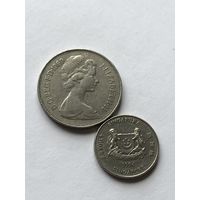 2 монеты Англия и Сингапур