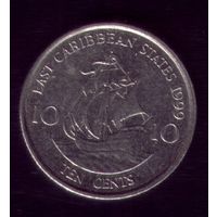 10 центов 1999 год Восточные Карибы