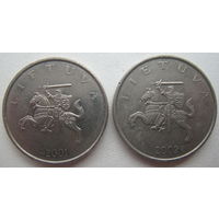 Литва 1 лит 2001, 2002 гг. Цена за 1 шт.