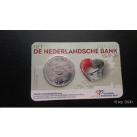 Нидерланды 5 евро 2014 200 лет Голландскому банку медь с серебряным покрытием в холдере