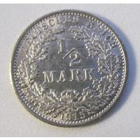 Германия 1/2 марки 1915 A. 37-90