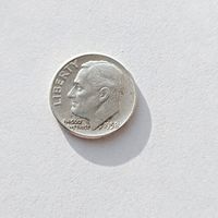 10 центов (дайм Франклина Рузвельта) США 1958 года, серебро 900 пробы. 14