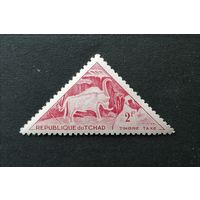 Чад 1962 Наскальная живопись.Рогатый бык. Доплатная марка. Треугольные марки.