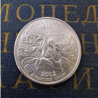 25 центов (квотер) 2002 P США. Миссисипи (Mississippi) #02