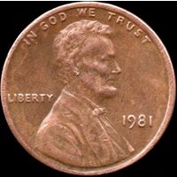США 1 цент 1981 г. КМ#201 (3-1)