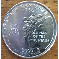 США 25 центов (квотер) 2000 г. Р. Нью-Гэмпшир.