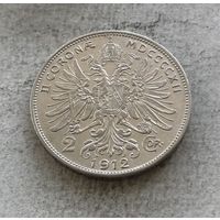 Австрия 2 кроны 1912 - серебро 0,835, отличная!