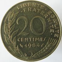 Франция 20 сантимов 1984 F.156-24