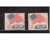 США-1963, (Мих.838 х+у) , гаш. , Стандарт, Флаг (полная серия), разл. бумага(1)