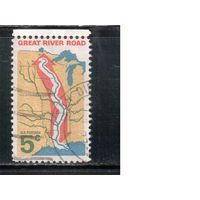 США-1966, (Мих. 910) , гаш. , Дорога, Река Миссисипи (одиночка),