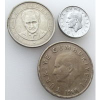 Турция, 3 монеты: 1981, 1998 и 2004 гг.