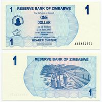 Зимбабве. 1 доллар (образца 2006 года, P37, UNC)