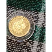 Бенин 1500 франков 2005 леопард золото