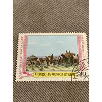 Монголия 1979. Погонщики верблюдов. Марка из серии
