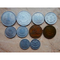 Набор 5 монет: 1 марка, 20, 10, 5, 1 пфеннигов ГДР Германия