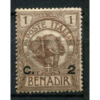Итальянские колонии - Сомалия - 1906/1916 - Слон с надпечаткой 2С на 1В - [Mi.10] - 1 марка. MLH.  (Лот 140Ai)