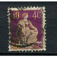 Швейцария - 1908/1940 - Гельвеция 40c - [Mi.106x] - 1 марка. Гашеная.  (Лот 102CB)