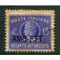 Италия - Свободная территория Триест - 1949 - Доставочная марка 15L с надпечаткой AMG-FTT - [Mi. 4ga] - полная серия - 1 марка. Гашеная.  (Лот 105AG)