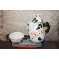 Фарфоровый чайник+сахарница, "Villeroy&Boch", "Wild-Rose", Дикая роза, Германия.