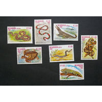 Никарагуа 1982 г. Рептилии. Змеи. Ящерицы. Черепахи. Фауна. Две полные серии, 7 марок #0108-Ф2P21
