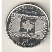 Канада 25 цент 2015 50 лет флагу Канады