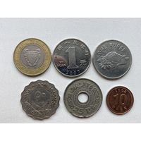 Набор монет Азии и Африки :Ливия .Бахрейн .Сейшелы.Египет