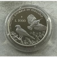 Сан-Марино 1000 лир 1993 - Животный мир в опасности - пруф!