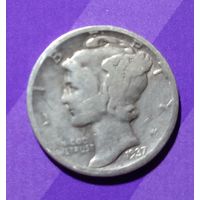 10 центов 1937   США  Дайм