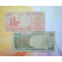 Индонезия 100 и 500 рупий 1992г