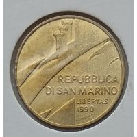 Сан-Марино 20 лир 1990 г. Шестнадцать веков истории. В холдере