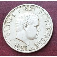 Серебро 0.917! Индия - Португальская 1 рупия, 1903-1904