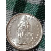 Швейцария 2 франка 1967 серебро
