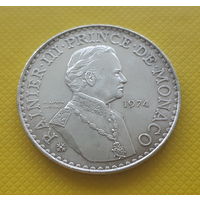 Монако. 50 франков. 1974 год. 25 лет правления Ренье III. Серебро. С 1 рубля!