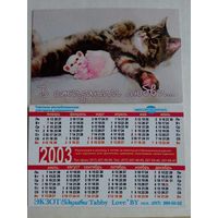 Карманный календарик 2003 год. Котик
