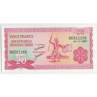 Бурунди 20 франков 2007 год. UNC