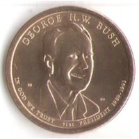 1 доллар США 2020 год 41-й Президент Джордж Герберт Уокер Буш старший  _состояние аUNC