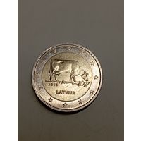 2 евро 2016 Латвия (Латвийская бурая корова) сталь 2