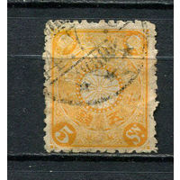 Японская империя - 1899/1906 - Хризантема 5S - (есть тонкое место) - [Mi.80] - 1 марка. Гашеная.  (LOT DA20)