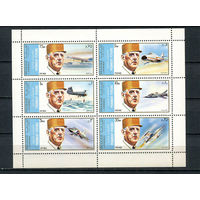 Шарджа - 1972 - Шарль де Голль и самолеты - сцепка - [Mi. 882-887] - полная серия - 6 марок. MNH.  (Лот 153CA)